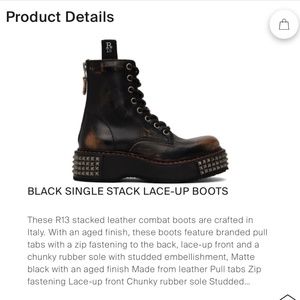 R13 single stack studded boot